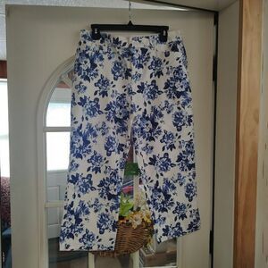 Floral Blue and White Women's Pants